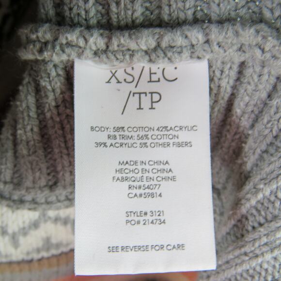 Cabi Fair Isle Poncho Sweater Pink Gray Knit Oversized Slouchy Sweater XS - Picture 6 of 8